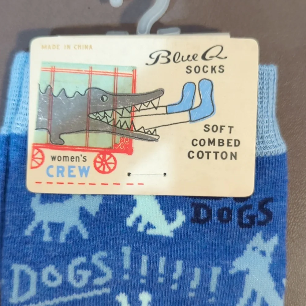 Blue Q Socks Dogs Women’s Crew New with Tags Soft Combed Cotton